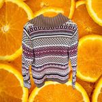 Tan Maroon and White Full Zipper Geometric Design Sweater Size L Photo 1