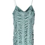 NWT Rotate Birger Christensen Aria Ruched Polkadot Velvet Mini Dress in BlueSurf Green Size 6 Photo 11