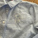Carolina Herrera  CH Swiss dot blue button down shirt pearl embroidered XS Photo 1