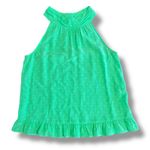 Lilly Pulitzer Silk Polka Dot Halter Top Green Ruffle Hem Medium M Photo 0