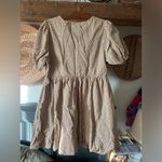 Le lis gingham plaid bow holly dress, puff sleeve, tan/brown large Photo 7