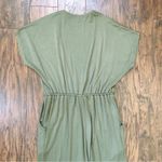 Tobi • This Is It jumpsuit olive green knit deep v surplice plunge tapered leg Photo 9