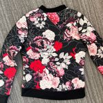 Bebe  Sport Jacket Black Floral Print Scuba Track Bomber Bling XS Photo 2