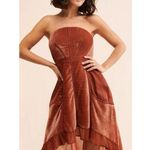 Anthropologie  Terracotta Velvet High-Low Strapless Dress Size 4 Photo 10