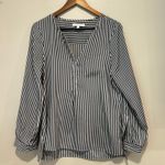 CHAUS NEW YORK Black and white striped Chaus long sleeve blouse  Photo 0