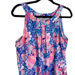 Charlie Paige Floral Summer Mini Dress Women M Blue Pink Pleated Round Neck NWT Photo 3