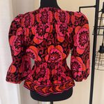 House of Harlow 1960 Nicole Ritchie Floral Balloon Sleeve Smocked Top Size Small Pink Photo 3