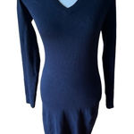 Michael Kors  Navy Blue Gold Studded‎ Shoulder Long Sleeve Dress Photo 0