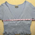 Urban Outfitters : Light Blue Henley Smocked Crop Top Photo 2