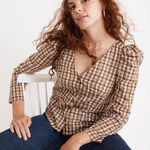 Madewell  Westover Top on Sandown Plaid Brown/White Sz 00 Photo 0