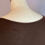 Dark brown crocheted lace bib front elbow puff sleeve top Size L Photo 8