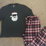Lucky Brand 2 Piece Unisex Sleepwear Long-Sleeve Top & Pants Santa Christmas Set Photo 1
