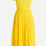 J.Crew NWT Midi in Bright Kiwi Yellow Embroidered Chiffon Short Sleeve Dress 2 Photo 0