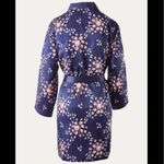 Morgan Lane  for FabFitFun Floral Allie Satin Robe Size S/M Navy Blue Rose Photo 2