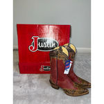 Justin Women's  Red & Brown Crackle Full Grain Heeled Boots Size 7 Photo 7