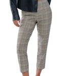 Aritzia Babaton Grey Micro Plaid High Rise Pull On Trousers Photo 0