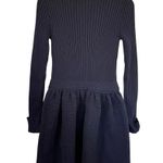 Red Valentino Navy Metallic Ribbed Knit Zip Up Collared Bow Sweater Dress Sz XS Photo 2