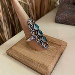 Green Onyx Boho Sterling Silver Gemstone Ring Size 9.5 Photo 2