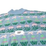 Pierre Cardin VINTAGE 80’s Blue and Green Bunny print Mock Neck Sweater Size XL Photo 7