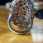 Natural Rhodolite Garnet Sterling Silver Cocktail Ring Size 5.75 Purple Photo 4