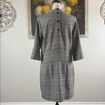 H&M  Black White Houndstooth Bell Sleeve Swan Brooch Dress Size 8 Photo 3