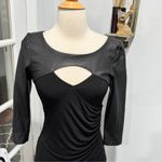 Guess  Black Faux Leather and Jersey Bodycon Dress Photo 9