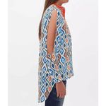 Buckle Womens  Roar Fevered Cold Shoulder Diamond Print Henley Tunic Top - Sz XL Photo 2
