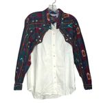 ADOBE ROSE Western Wear Shirt Cotton White Southwest Print Size Small Vintage Photo 2