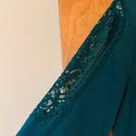 Talbots  Button Down Shirt Lace Accent Sleeves Long Sleeve Career Jade NWOT Large Photo 2
