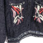 Anthropologie Foxiedox Embroidered Takeo Tweed Boho Jacket Frayed Trim Size S Photo 8