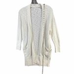Athleta Weekend Wrap Cardigan Sweater Womens L Off White Pocket Relaxed Slubby Photo 5