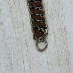 Source Unknown Gold Tone Chunky Chain Link Bracelet Brown Braided Faux Leather Cord Edgy NWOT Photo 7