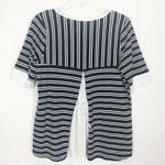 Tribal Striped Back Slit Lace Up Top Size Medium Blue Photo 5