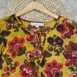 Loft Woodland Bell Sleeve Blouse Top Sheer Floral Print Mustard Yelloww Boho L Photo 6
