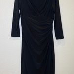 Lauren Ralph Lauren Black Midi Sheath Dress Stretchy 3/4 Sleeves EUC Sz 6 Poly Photo 0