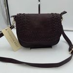 Madison West  Faux Wine Leather Woven Flap Crossbody Bag Photo 0