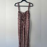 Urban Outfitters  Ecote Lovas Linen Strappy-Back Brown‎ Patterned Jumpsuit Large Photo 9
