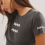 Free People NWT Cropped Shirt Horoscope Cut + Paste The Laundry Room Sz Small Aq Photo 0