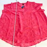 Torrid NWT  Hot Pink Chiffon Clip Floral Short Sleeve‎ Split Neck Top 4X Photo 7