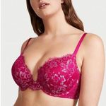 Victoria's Secret Hot Pink Metallic Silver Floral Lace Bra 34D Photo 0