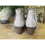 Franco Fortini  Ella Suede Leather Ankle Boots Taupe Fringe Block Heel Size 6 Photo 4
