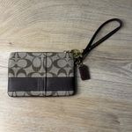 Coach  Legacy Signature Leather Trim Wristlet Monogram Canvas Brown Gold Tone Photo 4