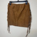 Timing  Brown Faux Suede Boho Western Fringe Mini Skirt Size Small Photo 5