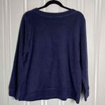 D&Co Women's Navy Crewneck Long Sleeve Relaxed Fit Fleece Sweater Medium Size L Photo 5