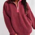 Aerie  Dream Oversized Sherpa Quarter Zip Sweatshirt Womens Size XS Dark Pink Photo 0