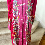Vintage 90s Batik Pink Thai Floral Print Duster Jacket & Maxi Skirt Kaftan SET Size 12 Photo 0