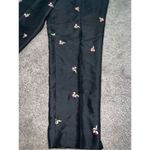 Women’s Vintage y2k 100% Silk Cherry Trouser Pants 10P Black Photo 9
