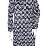 Boden Dress Women 10R Navy Blue White Botanical Lucie Jersey Knit Classic Preppy Size 10 Photo 0