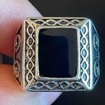 Sterling Silver S925 natural obsidian ring size 8 Photo 4