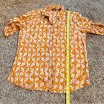 Eddie Bauer  gauze orange pink geometric floral button down camp shirt large Photo 6